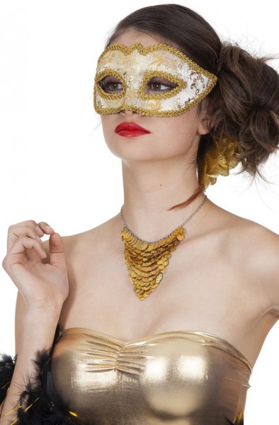 Barock Augenmaske Gold-Weiß