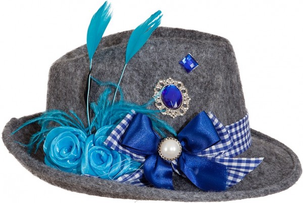 Grijs-blauwe traditionele hoed Sissi