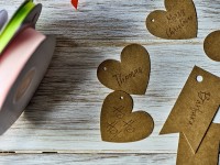 Anteprima: 6 tag regalo cuore con nastro marrone