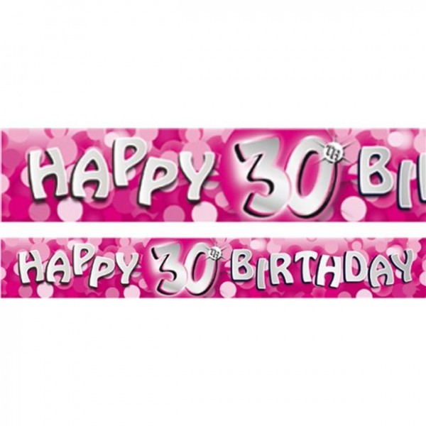 Banner de cumpleaños número 30 rosa brillante 2,7 m