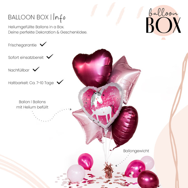 Heliumballon in der Box Einhorn Geburtstag 3