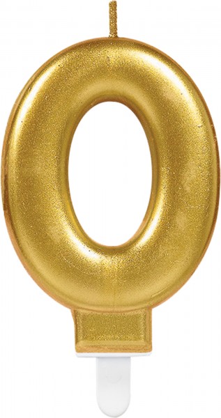 Number candle 0 metallic gold