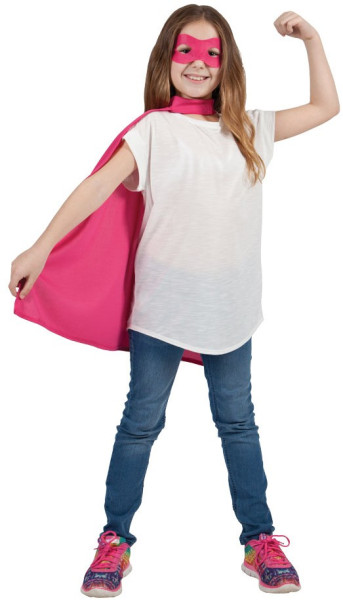2-delad barnsuperhjälteförklädnadsset i rosa