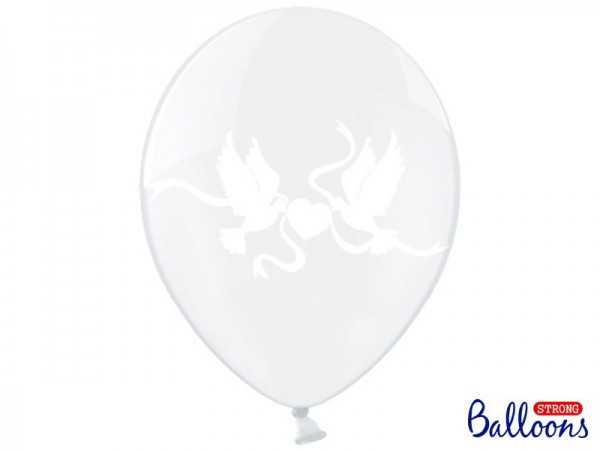50 crystal balloons with doves 30cm