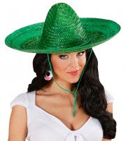 Aperçu: Chapeau de paille sombrero vert 48cm