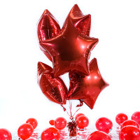 Vorschau: 5 Heliumballons in der Box Red Star