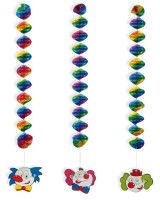 3 spirales colorées avec clown 60cm