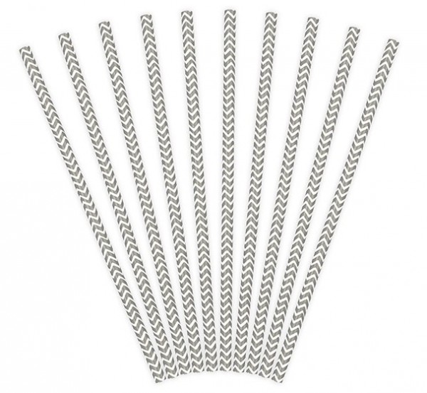 10 zigzag paper straws gray 19.5cm