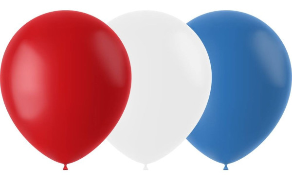 50 ballons en latex bleu-blanc-rouge 23cm