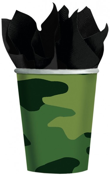 8 Military Style Pappbecher Camouflage 266ml