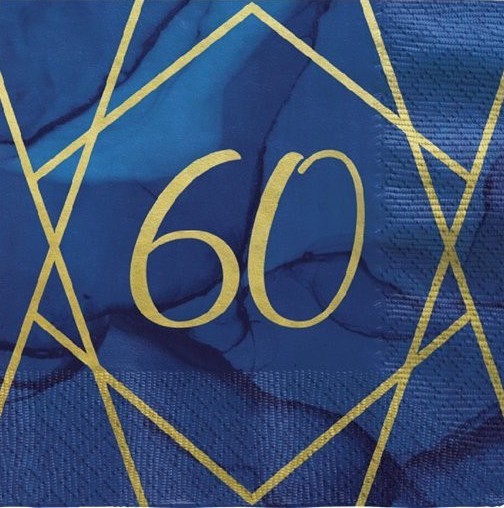16 serviettes de table luxueuse anniversaire 60 ans