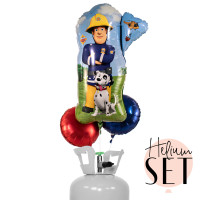 Vorschau: Fireman Sam Ballonbouquet-Set mit Heliumbehälter