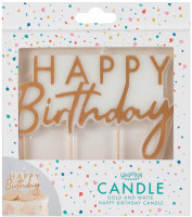 Preview: Golden Happy Birthday cake candle