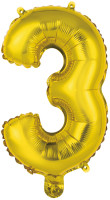 Zahl 3 goldener Folienballon 35cm
