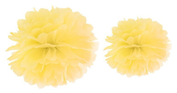 Pompon di carta fiorito in giallo 25 cm