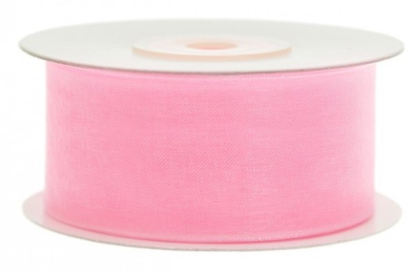 25m chiffon ribbon in candy pink