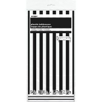 Preview: Party tablecloth Victoria black striped 137 x 274cm
