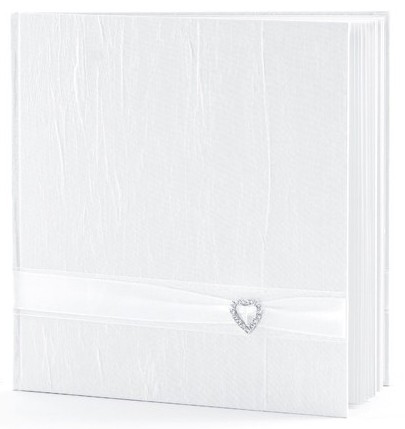 Hvid gæstebog Diamond Heart 20,5cm