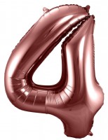 Roségoldene metallic Zahl 4 Ballon 86cm