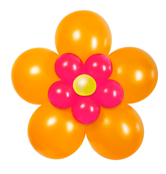 11-piece flower power orange balloon set