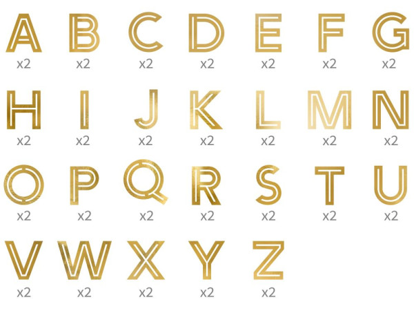 52 stickers A to Z in gold