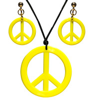 Preview: Hippie peace jewelry set in yellow