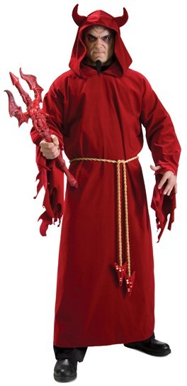 Höllenfürst Teufel Kostüm Herren Kapuze Robe Rot