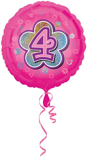 Folieballong nummer 4 i rosa