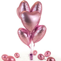 Vorschau: 5 Heliumballons in der Box Blush Heart matt