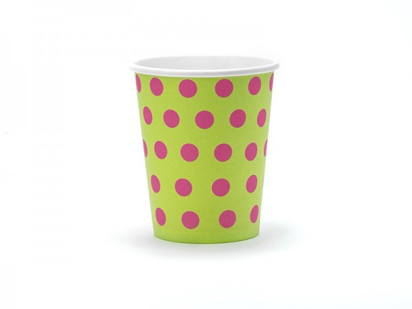 6 different colored polka dots paper cups 200ml 2