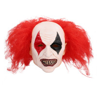 Maska lateksowa Psycho Clown z włosami
