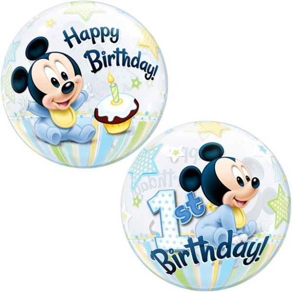 Globo burbuja 1er cumpleaños Mickey Mouse 56cm