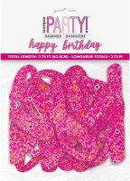 Vista previa: Guirnalda de cumpleaños Cumpleaños rosa 84cm