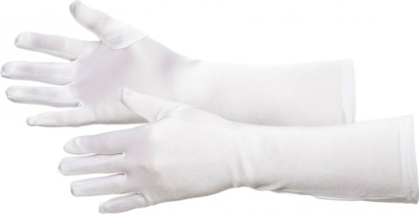 Samtige Satin Handschuhe Weiß 40 cm