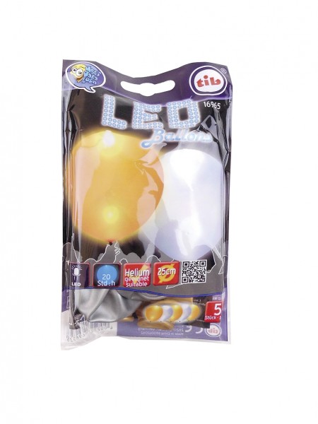 5 ballons LED glamour argent doré 23cm 2