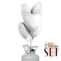 Vorschau: Simply White - Herz Ballonbouquet-Set mit Heliumbehälter