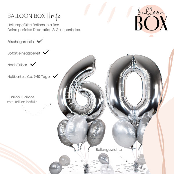 10 Heliumballons in der Box Silber 60 3