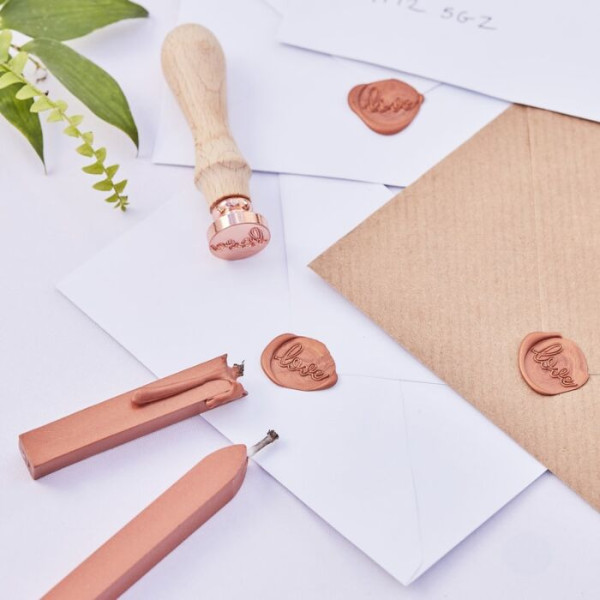Wax candle seal stamp love rose gold
