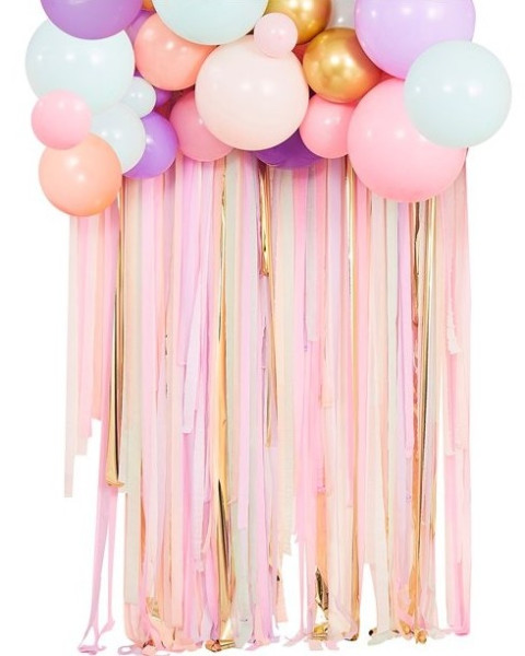 Pastelkleurige ballonslinger decoratieset 115 stuks