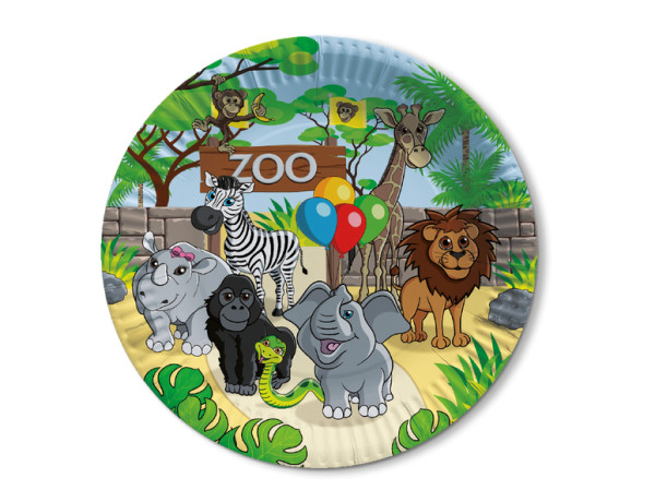 8 Party im Zoo Pappteller 23cm