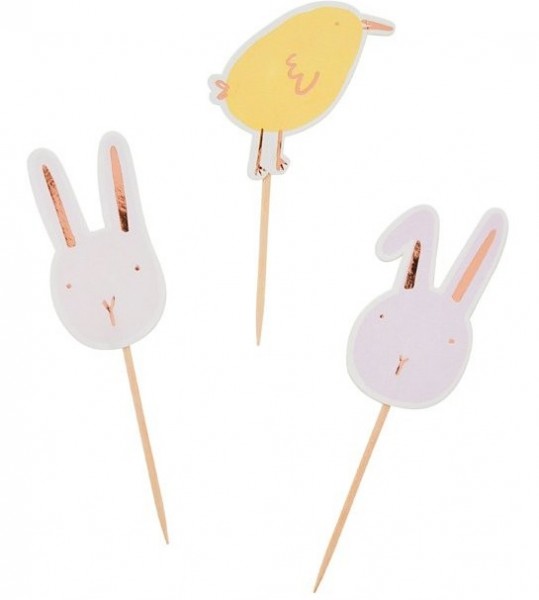 6 Bunny & Chick Party Picker 10cm
