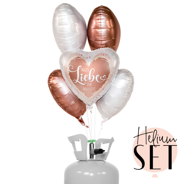 Alles Liebe zur Hochzeit Ballonbouquet-Set mit Heliumbehälter