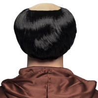 Förhandsgranskning: Svart munk peruk med halvt skalligt huvud