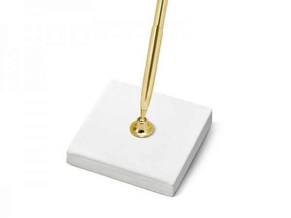 Cream colored pen holder with gold pen 2