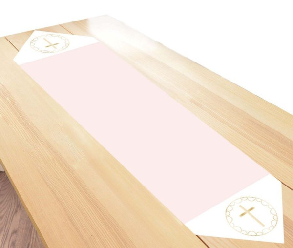 Świąteczny bieżnik na stół w kolorze różowym 1,8m