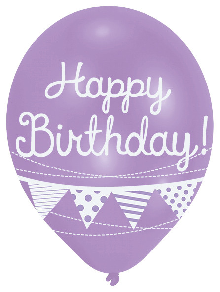 Tillykke med fødselsdagen ballon med guirlande 27,5 cm sæt med 6