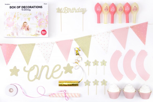 One Star Partykoffer rosa-gold 33-teilig 3