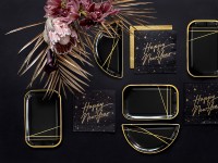 Preview: 6 Black & Gold Paper Plates 21.5cm x 10.5cm