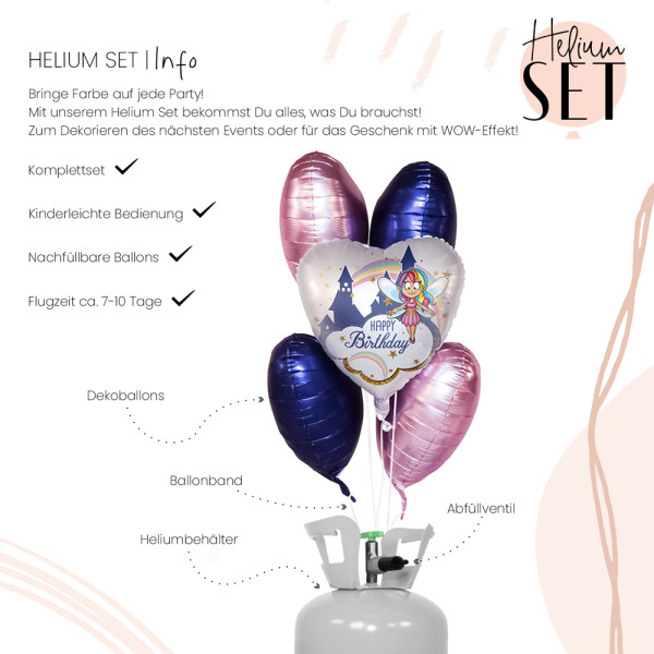 Fee Geburtstag Ballon Bouquet-Set mit Heliumbehälter 3