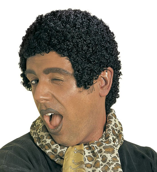 Czarna peruka afro Mokry wygląd